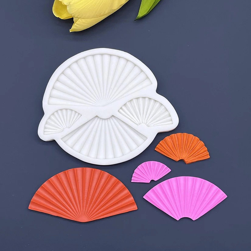 Folding Fan Silicone Sugarcraft Mold Resin Tools Cupcake Baking Mould Fondant Cake Decorating Tools