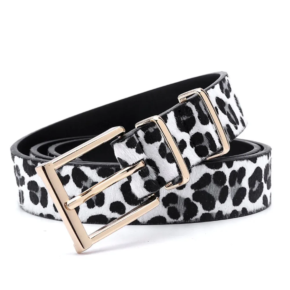 

Elegant Plush Leopard Print Belt Y2K Hip-hop PU Leather Waist Belt Jeans Decor Metal Buckle Punk Waistband Female/Girls