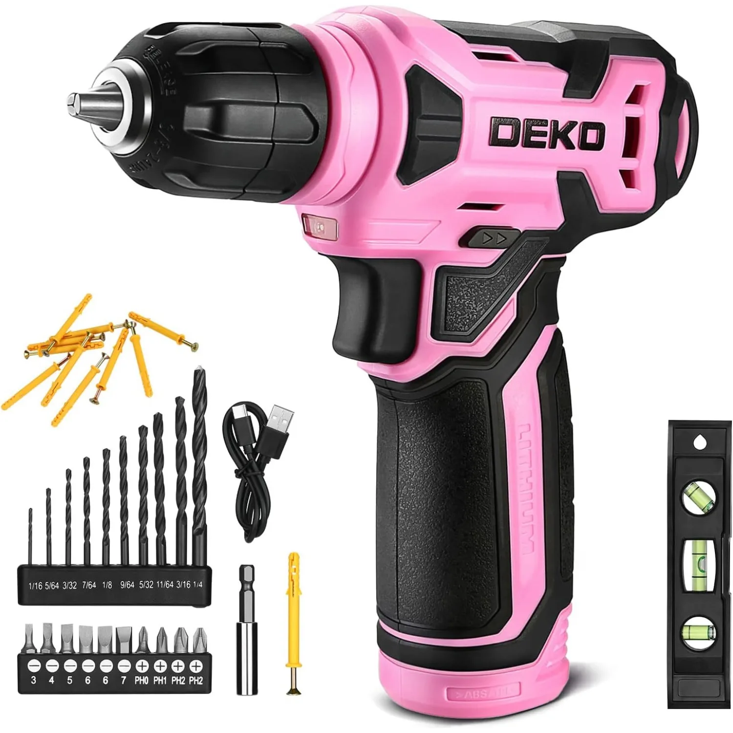 8V Cordless Drill, Drill Set with 3/8