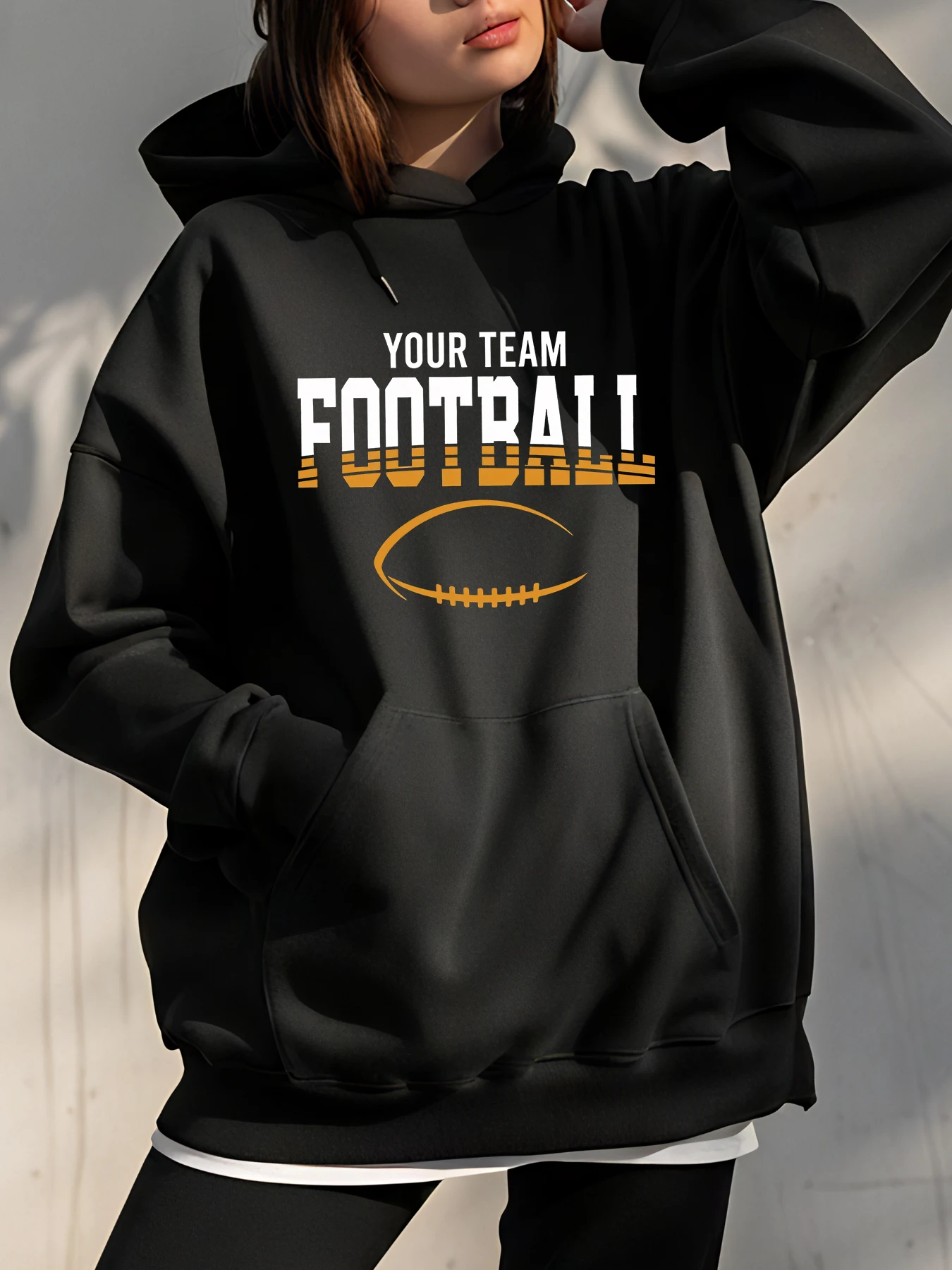 

Football Hoodie Your Team Football Print Unisex Sweatshirt Casual Sport Wear for Men Women