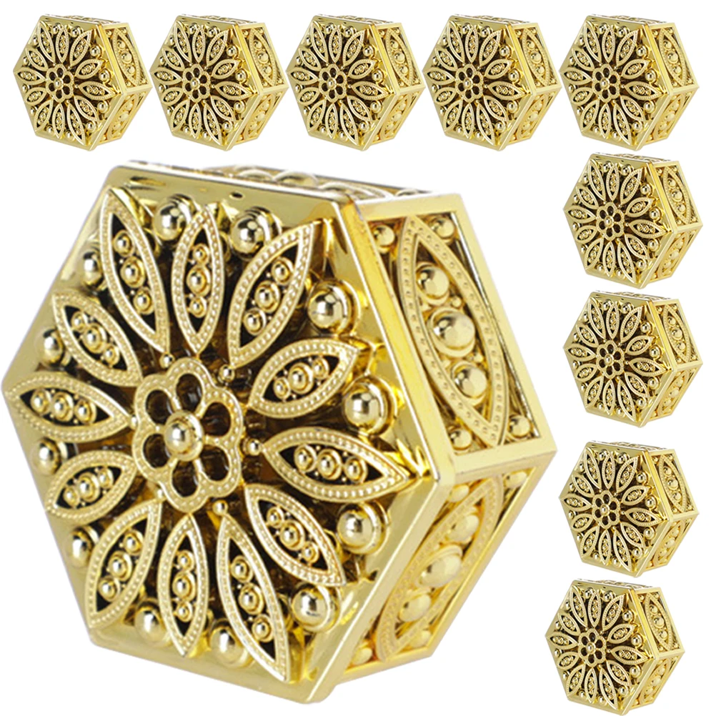 

12 Pcs Packaging Boxes 6x3cm Gold Hexagonal Candy Plastic Candy Box Jewelry Treat Containers Decorative Party Favor Box