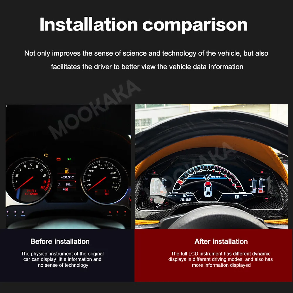 Digital Cluster For Lamborghini Gallardo 2003-2013 LCD Dashboard Virtual Cockpit Instrument Multifunctional Speedmeter Screen HD