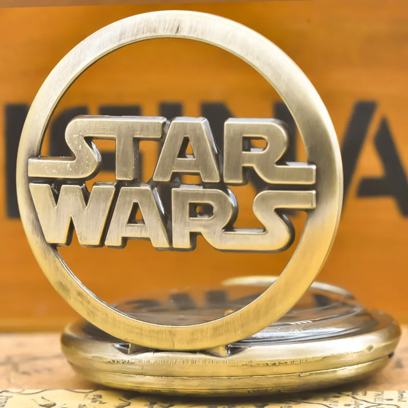 Stars Wars Film Serie Retro Hollow Quartz Pocket Watch Casual Pendant Clock with Necklace Chain Christmas Birthday Men Gift