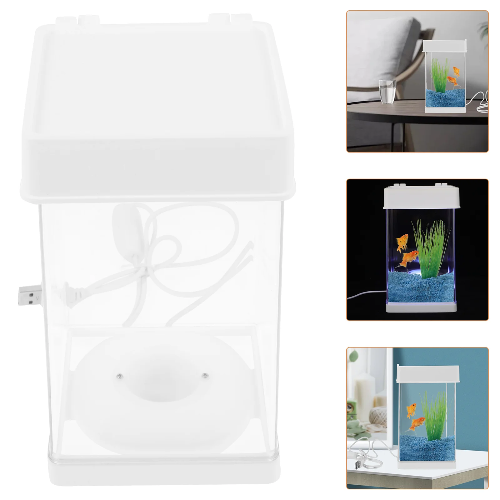 

Plastic Fish Tank Small Transparent Desktop Aquarium Fish Bowls with Light for Home Decor Aquarium Holder Plastic Goldfish Bowl