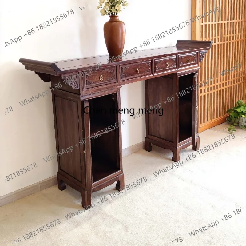 

Rosewood solid wood table Buddha case Zhongtang Tiaoji rural hall house God of Wealth new Chinese style with cabinet door