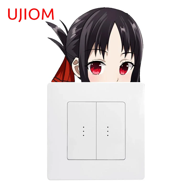 UJIOM 13cm X 10.0cm Anime Shinomiya Kaguya Peeker Wall Sticker Lovable Self-Adhesive Decal Refrigerator Switch Laptop Decor