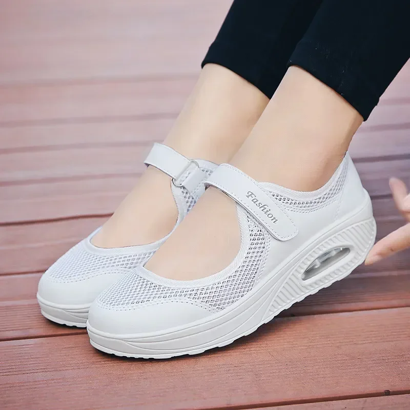 Women\'s Light Fashion Breathable Mesh Wedge Heels Shoes Casual Shoes Mesh Outdoor Sports Running Designer Sneakers 2024