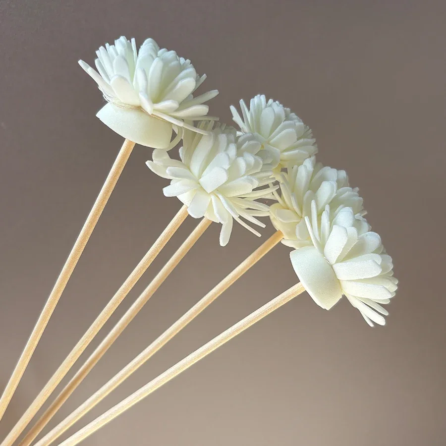 10pcs Aroma Diffusing Stick and White Foam Flower Combination, Aromatherapy Flower Diffusing Stick, Fiber Stick Essential