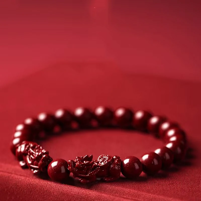 

Natural Bracelet with Purple Gold Sand Double Pixiu, Unisex, Stone and Ore