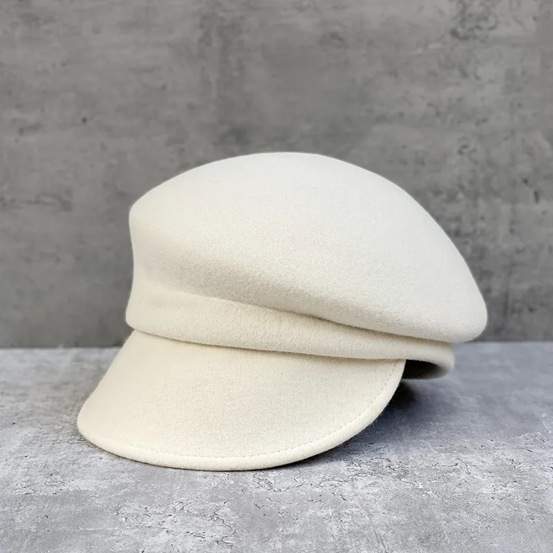 

100% Wool New Style Women Newsboy Hats Ladies Fashion Winter Hat Sloping Brim Visor Cap Cabbie Beret Girls Paperboy Cap Ivy Hat