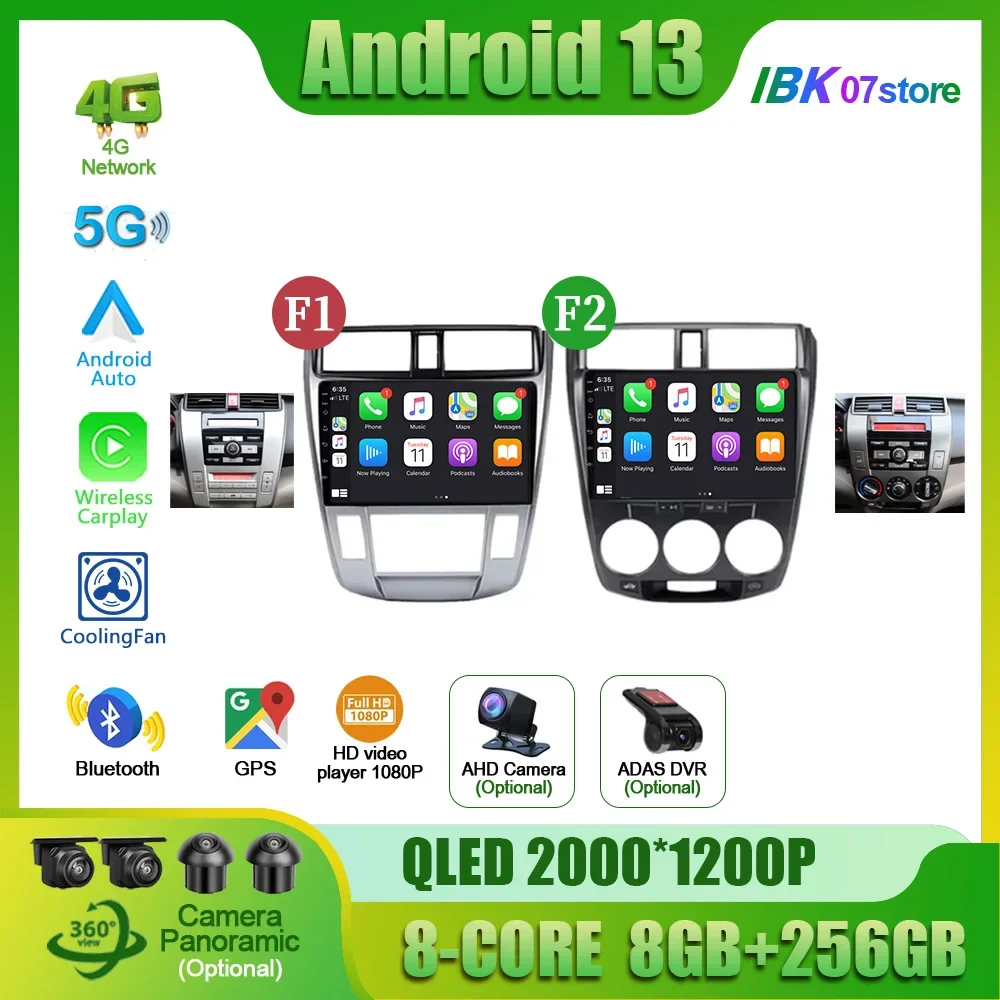 

Для Honda City 2008-2013 Автомобильная магнитола, беспроводное Carplay 4G GPS Android стерео экран