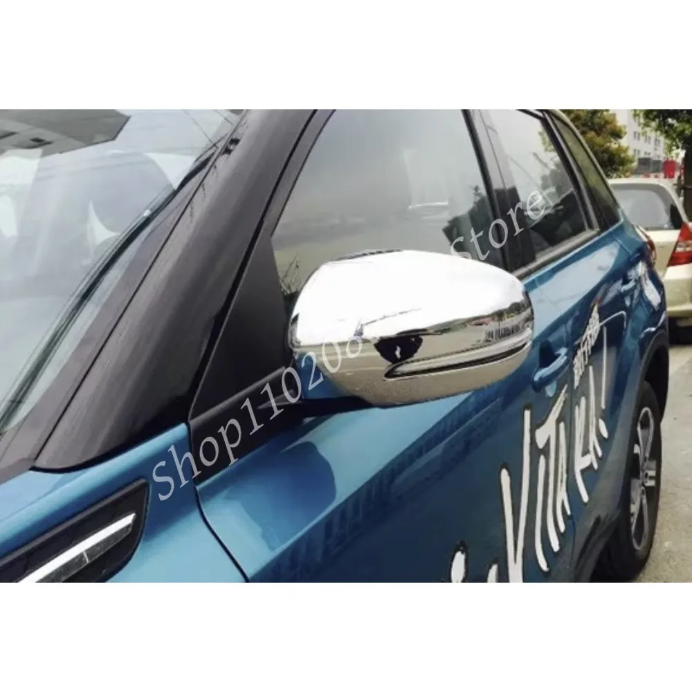 

ABS Chrome Side Door Reaview Mirror Trim Cover Sticks Turn Lamp Frame Hood For Suzuki Vitara 2016-2024