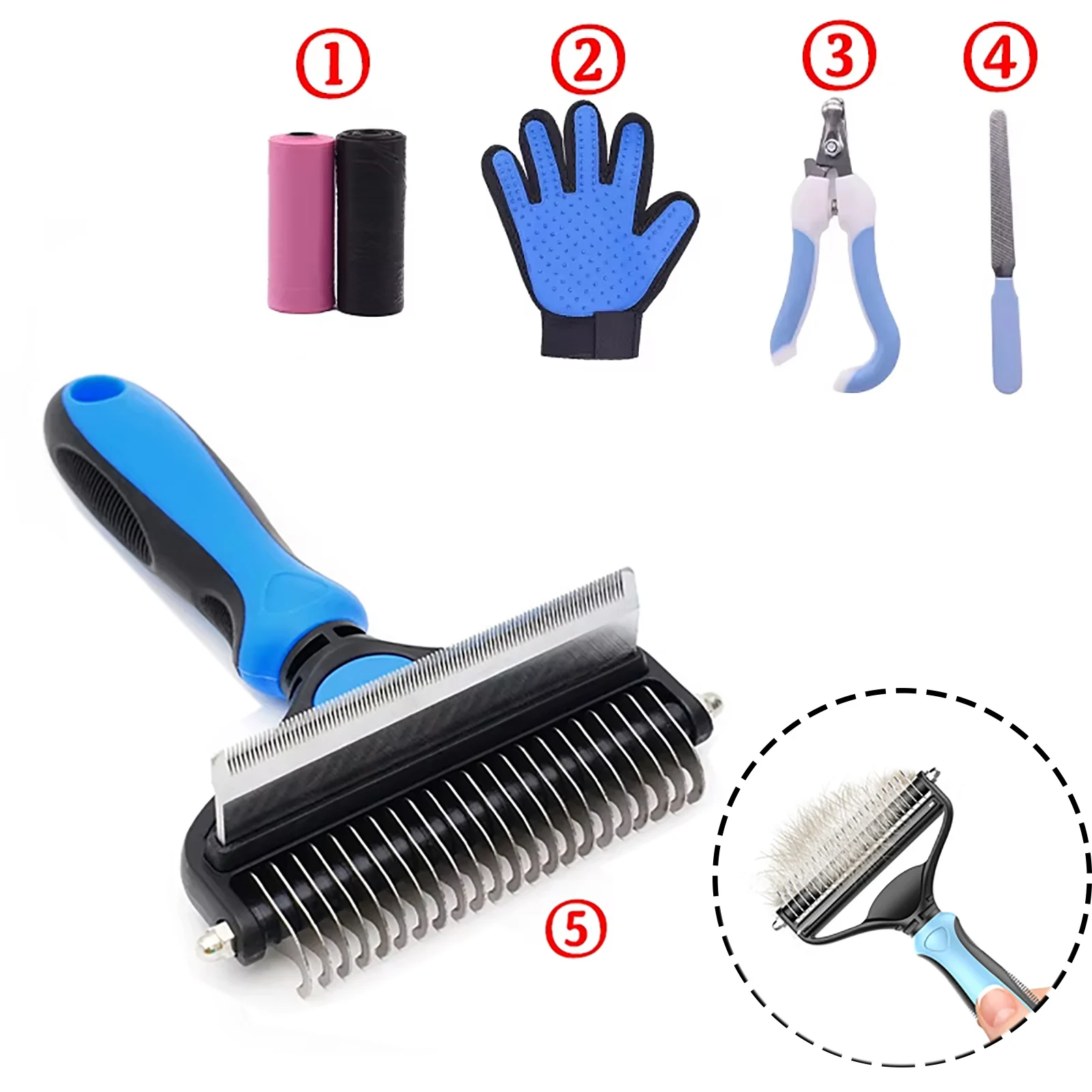 Professional Pet Hair Comb Dog Hair Brush Depilator, Pet Hair Trimming Stripping Comb Set Kitten Comb