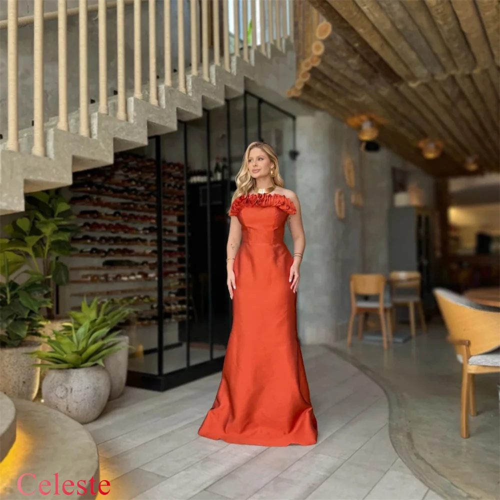 فستان سهرة بسيط من الساتان بتصميم حورية البحر مخصص أنيق بدون حمالات بدون أكمام لحفلات العودة للوطن، فساتين مناسبة خاصة #3