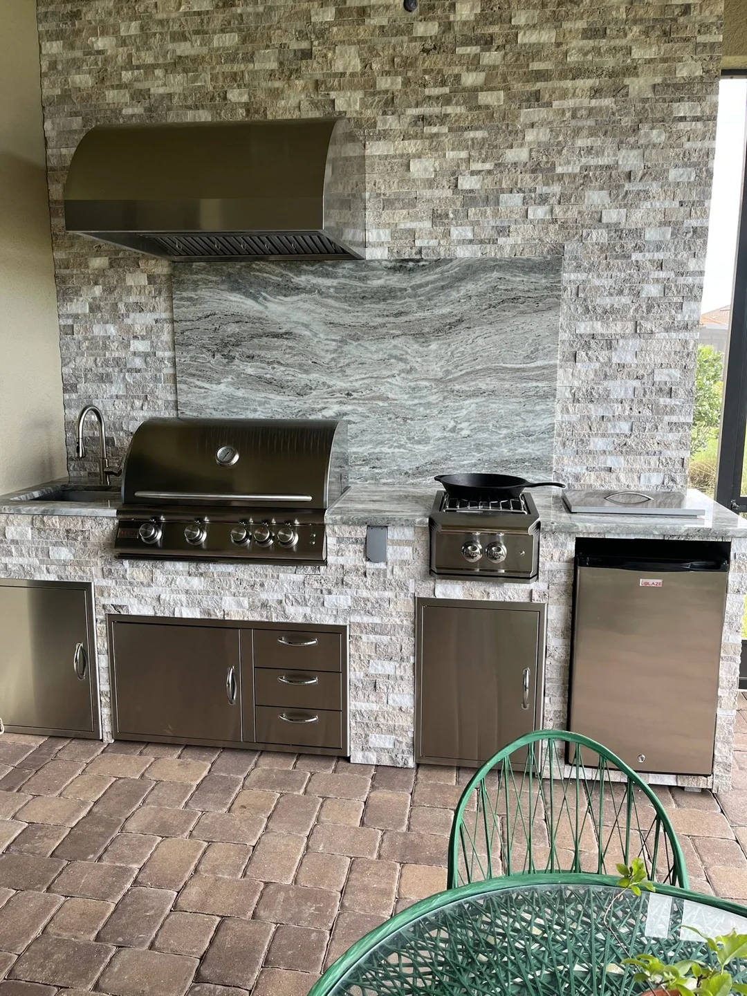 Custom Outdoor Kitchen Set, aço inoxidável 304 com churrasqueira