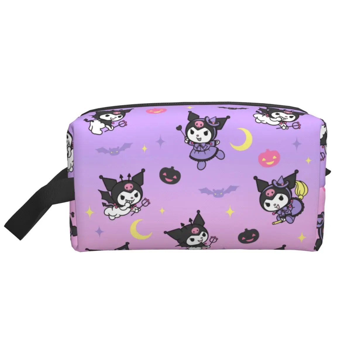 Custom Cartoon Kuromi Skull Pattern Makeup Bag for Women Travel Cosmetic Organizer Cute Cute Rabbit Anime Storage Toiletry Bags