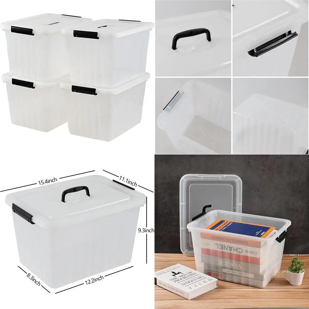 

Clear 22 Liter Plastic Storage Bins with Latching Handles