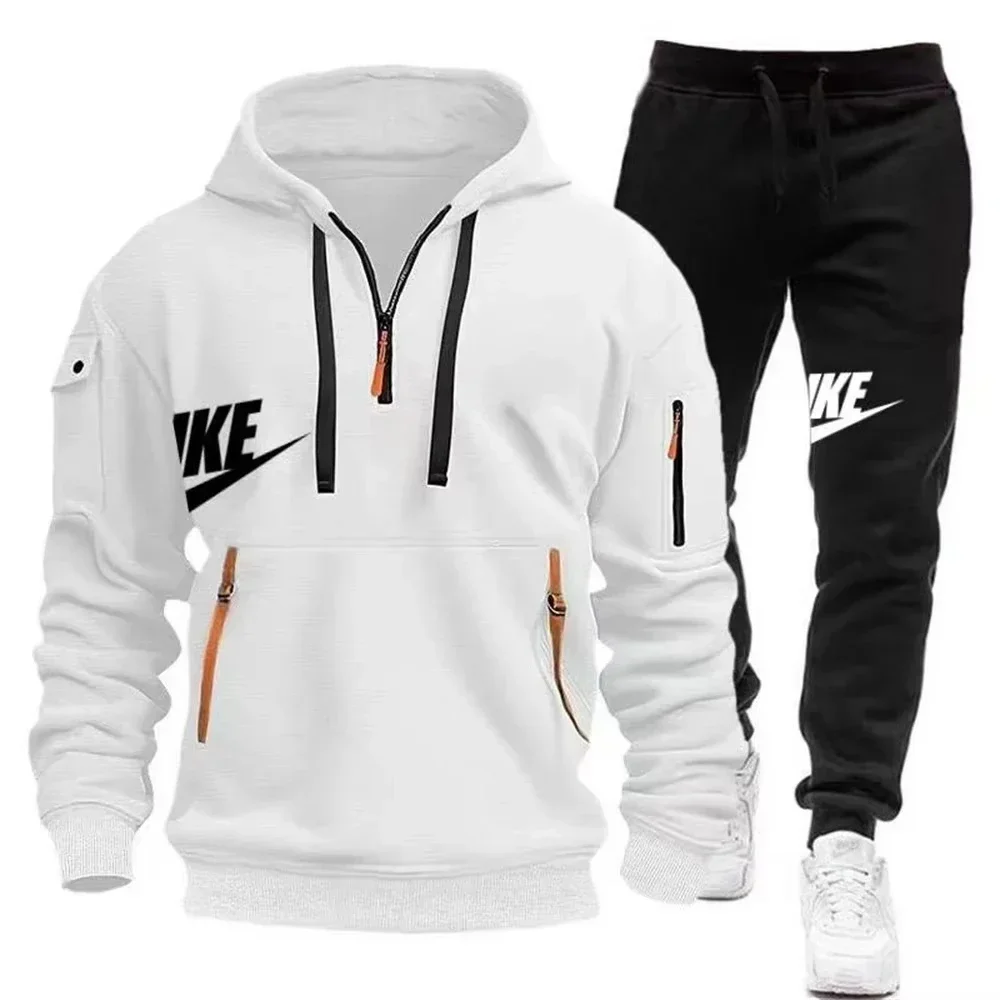 

Fall/Winter Men's Tracksuit Luxury Letter Bear Print Set Hooded Sweatpants 2 Piece Suit Jogger Pants Streetwear