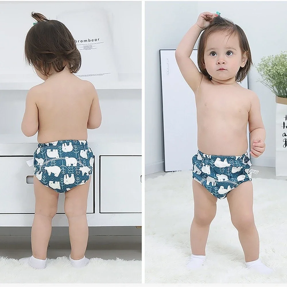 2 pz/set Pantaloni di Addestramento Del Bambino Pannolini Per Bambini Pannolini Riutilizzabili Pannolino Del Panno Del Pannolino Lavabile Capretti Del Cotone Del Bambino Pantaloni di Formazione Mutandine E Boxer Pannolino