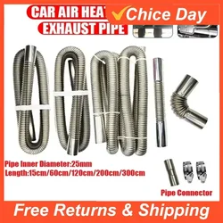 Car Heater Exhaust Pipe Air Diesel Parking Heater Pipe Connector with Clip/Clamps Stainless Steel Gas Vent Pipe for Webasto Amag