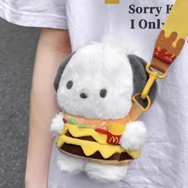 Kawaii Pochacco Hamburger Cartoon Plush Doll Bag Clothes Crossbody Bag Toys Anime Cartoon Toys for Cute Dolls Christmas Gift