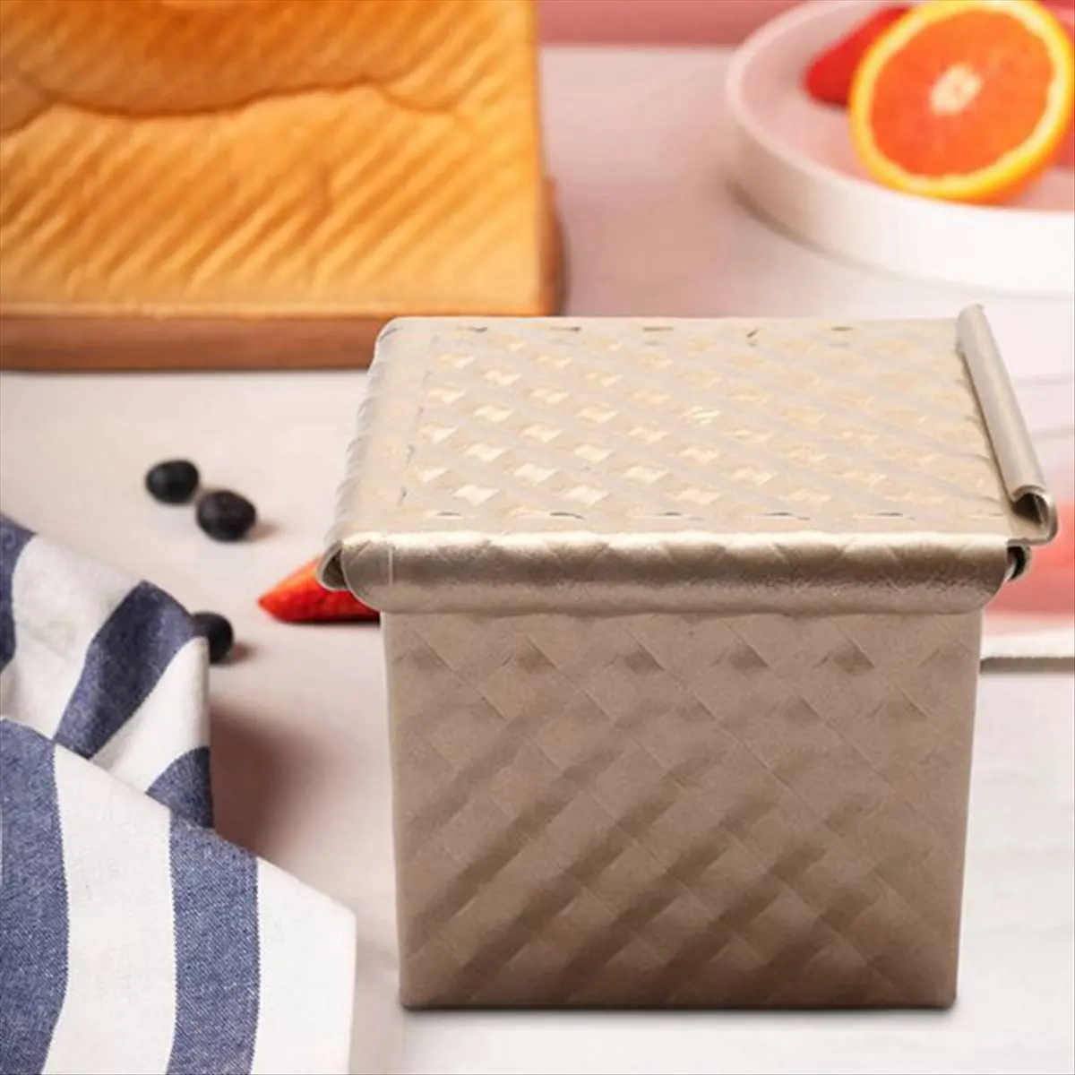 NOCM 2PCS Square Loaf Pan with Lid Toast Mold Bread Pan Pullman Loaf Pan with Cover Non-Stick Water-Cube Toast Box