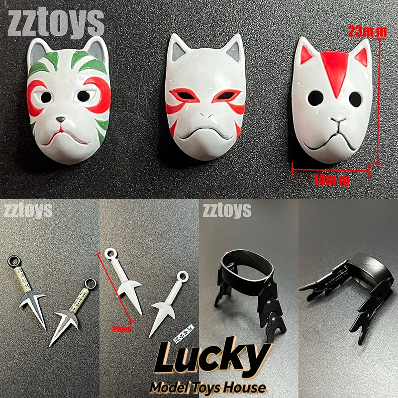 1/12 Naruto Actionfigur Mini-Maske Schwarzer Gürtel Kuna Ninja-Werkzeuge Spielzeugzubehör für Bandai Shf 6-Zoll-Soldatenszenen-Ornament
