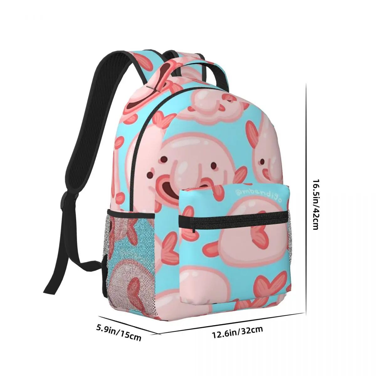 Blobfish 패턴 여성 배낭 소년 소녀 Bookbag 방수 학생 학교 가방 휴대 성 노트북 배낭 어깨 가방