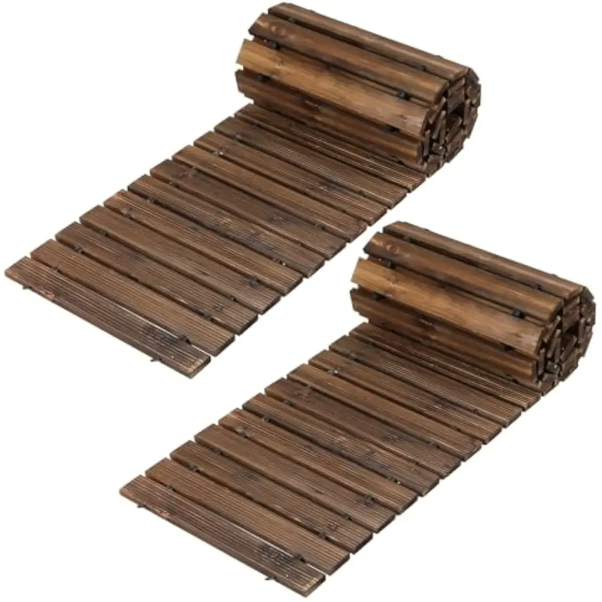 24FT X 17IN Cedar Wood Garden Walkway Roll-Out Path for Outdoor Use on Grass Sand Gravel or Beach Slip-Resistant Rustproof Flexi