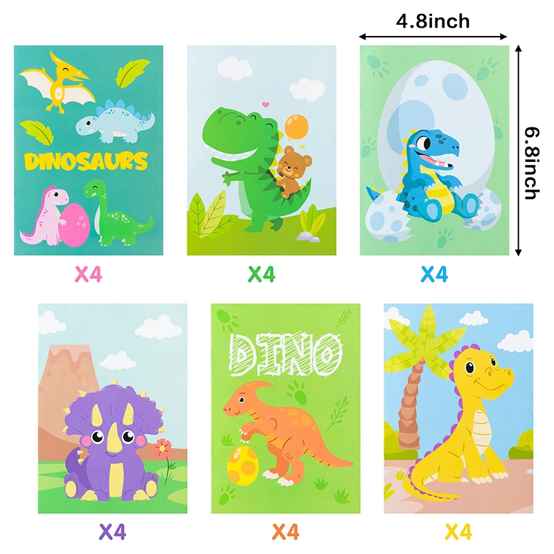 24pcs Dinosaur Coloring Books for Kids Color Drawing DIY Story Art Doodle Booklet Painting Books Coloring Book Creative Activity