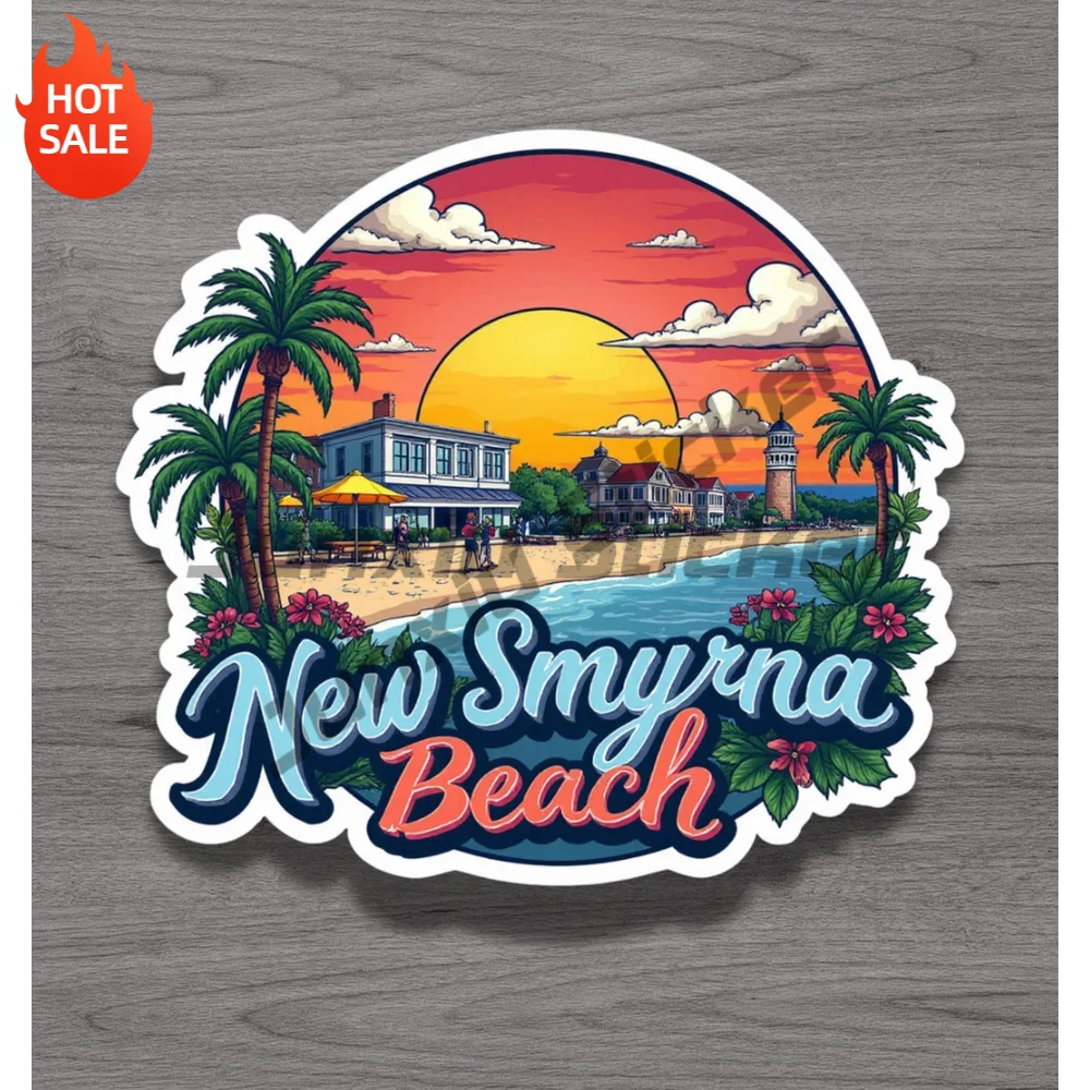 New Smyrna Beach Florida Travel Souvenir Vinyl Sticker For Laptop And Suitcase Self Adhesive Decal
