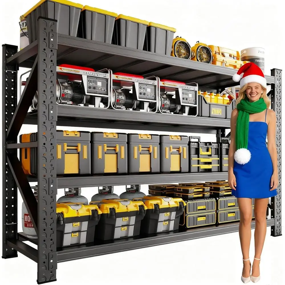 

4-ярусный металлический стеллаж повышенной прочности (70), регулируемый, для промышленного использования, гаража, мастерской и хранения