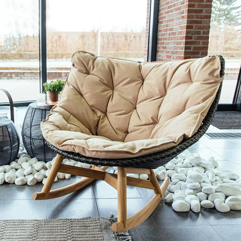 

Rocking Chair Lazy Chair Outdoor Rattan Sofa Coffee Table Courtyard Balcony Rattan Chair Outdoor Living Room Single Rattan Sand