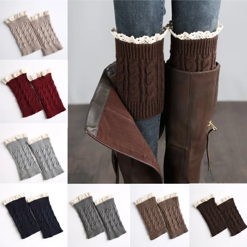 Winter Knit Solid Leg Warmers Women Girls Ankle Warm Crochet Thermal Thick Leg Warmer Sock Boot Cover Cuffs Socks Accessories
