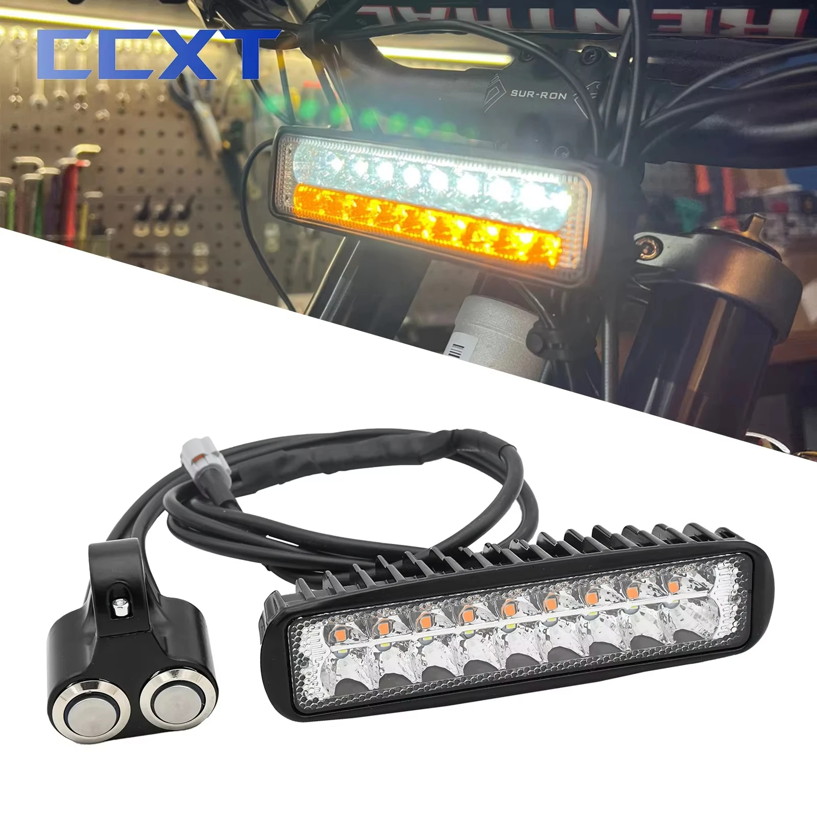 

Светодиодная фара для мотоцикла с дальним и ближним светом и кронштейном, двойной переключатель управления для Segway X260 X160, для Sur-Ron Light Bee S & X