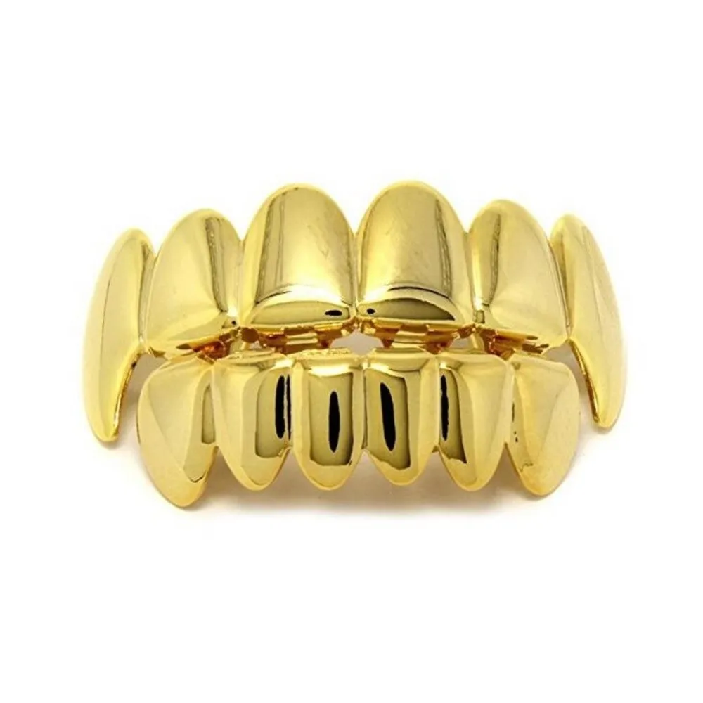 Fashion Top Bottom Set Teeth Grillz Comfortable Shiny Glossy Dental Grills Unique Durable Halloween Tooth Hip Hop Style