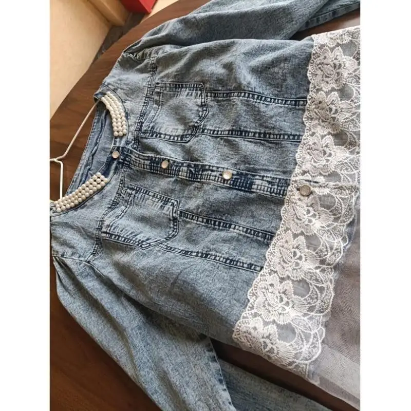 Джинсовая куртка Ele из бисера, модный воротник ort Sve, молодежный Sle, осенний сезон, специальный широкий крой, китайское происхождение