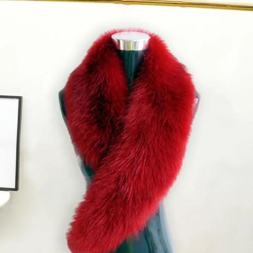 Women Winter Scarf Cozy Fuzzy Faux Fur Collar Solid Color Soft Thickened Warm Decor Collar Shawl Neck Wrap Long Fluffy Scarf