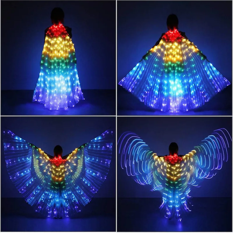 LED Luminescent Color Cloak Adult Isis Wings Glowing Wings Belly Dance Halloween Christmas Party Stage Performance Party Show