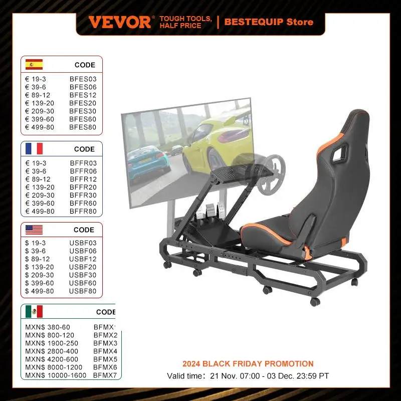 VEVOR Racing Wheel Stand For Logitech G923/G920/G29 Heavy Duty Steel Driving Simulator Cockpit-Thrustmaster T248P Load 330 LBS