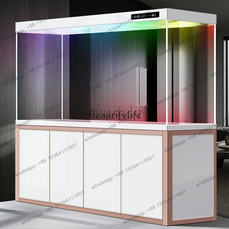 45Pipeless bottom filter fish tank living room large partition ultra-white glass ductless aquarium53