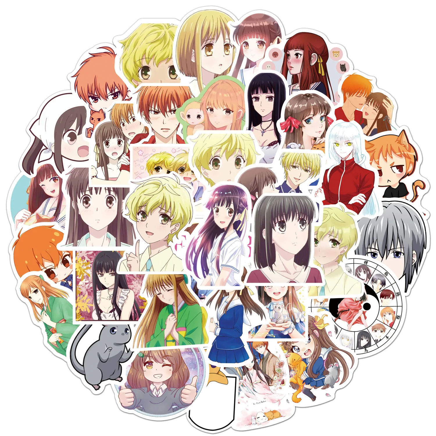 50pcs Tohru Kyo Fruits Basket Stickers Girls Shigure Anime Sticker Notebook Laptop Suitcase Luggage Yuki Cartoon Decals