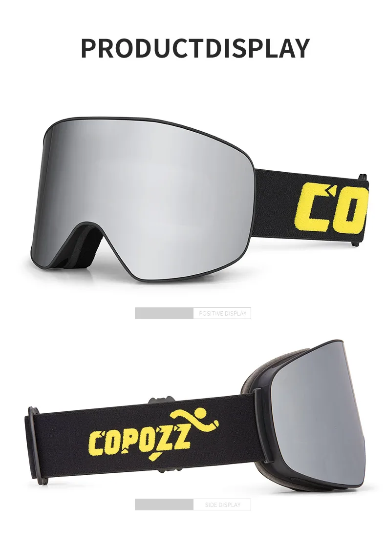 COPOZZ Zylindrische Skibrille für Männer und Frauen, Doppelschicht-Snowboardbrille für Erwachsene, Anti-Beschlag UV400 Skate-Skibrille – Detail 12