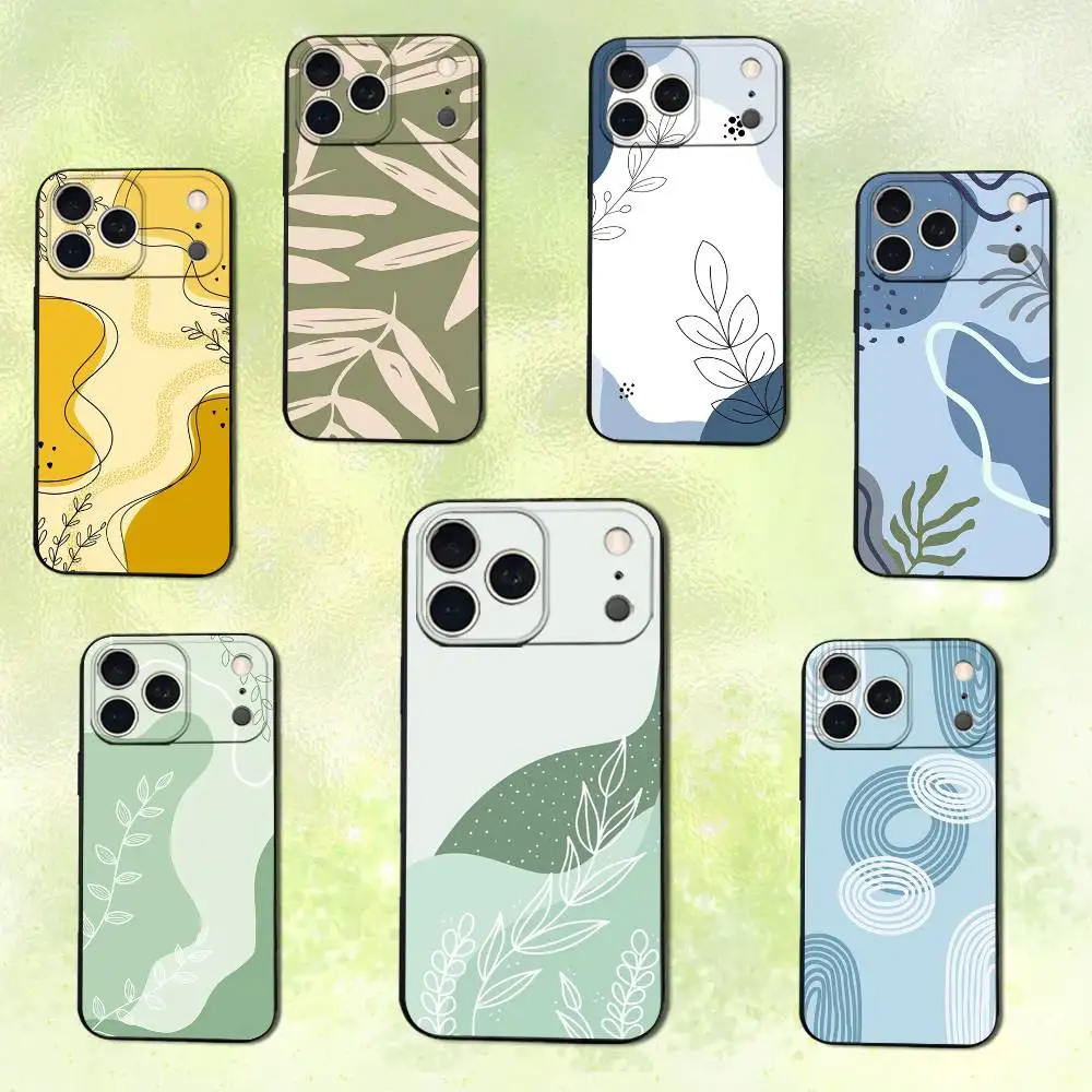 

Botanical Painted Art Phone Case For iPhone 14,13,17,12,11,16,15,Plus,Pro Max,XS,X,XR,SE,Mini,Soft Silicone Black Cover