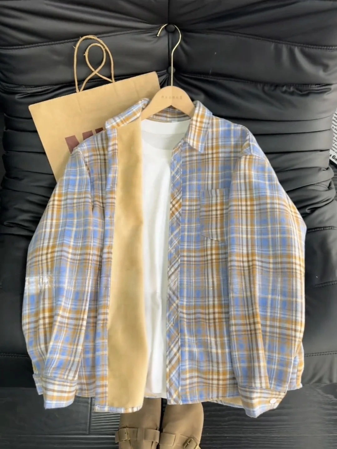 

Men's Plaid Flannel irt Thiened Long Sve Fce Lined Winter Vintage American Sle Outerwear Blue And Yellow Color Blo