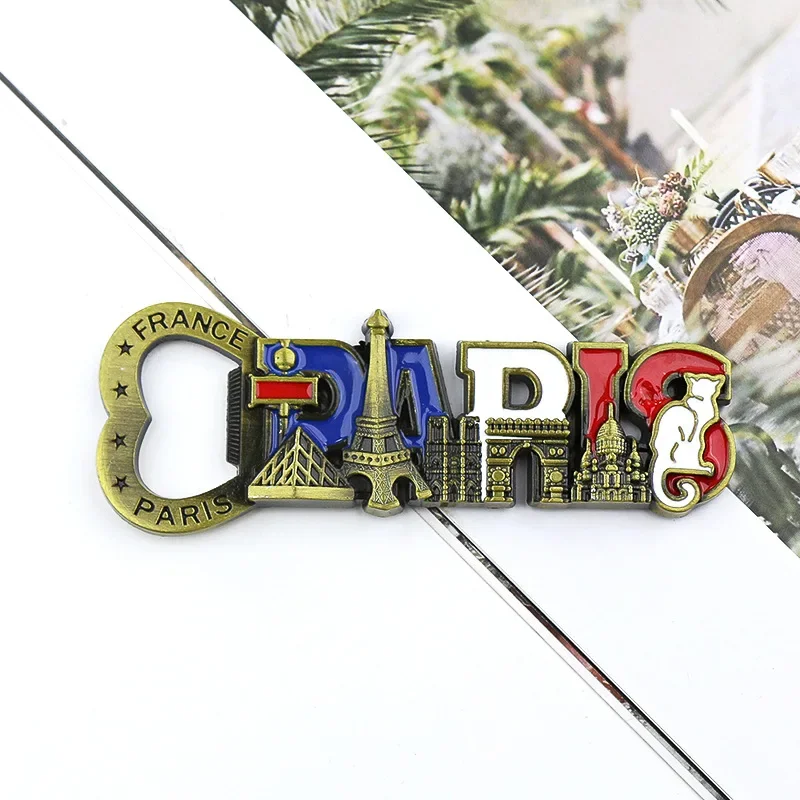 معدن باريس نوتردام كاتدرائية العمارة مغناطيس الثلاجة السفر تذكارية نافذة الزخرفية زهرة الحرفية هدية