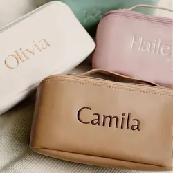 Personalized Makeup Bag Custom Embroidered Travel Cosmetic Bag Christmas Gifts for Her Bridesmaid Gifts Birthday Gift for Women