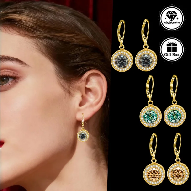 

Ювелирные изделия LAMVOICE для женщин/серьги с 2-каратным муассанитом, гипоаллергенные серьги-крючки, рождественский подарок для ювелирных изделий высокого качества