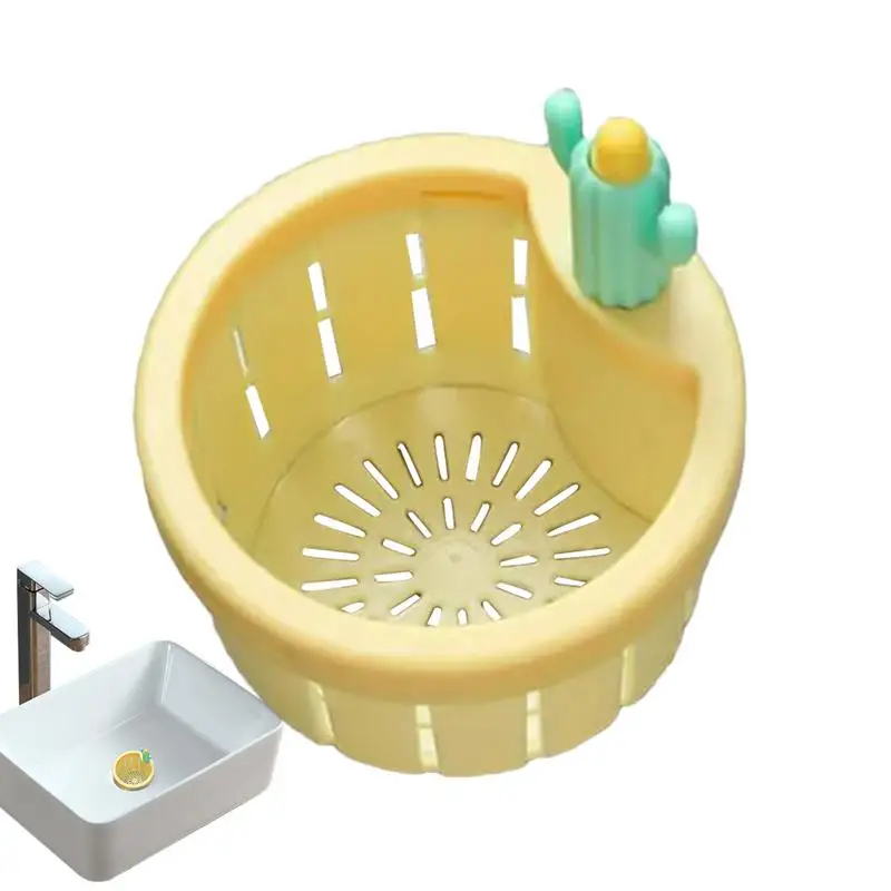 Sink Drain Basket Suction Cup Kitchen Sink Drain Basket Cartoon Cactus Design Anti-Clogging Stopper Drainer For Garbage