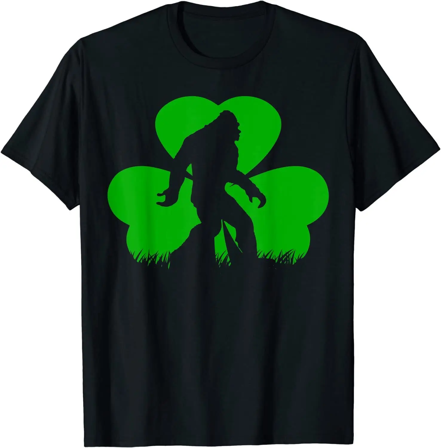 NEW Bigfoot Clover Leaf St Patricks Day Irish Sasquatch Shamrock T-Shirt